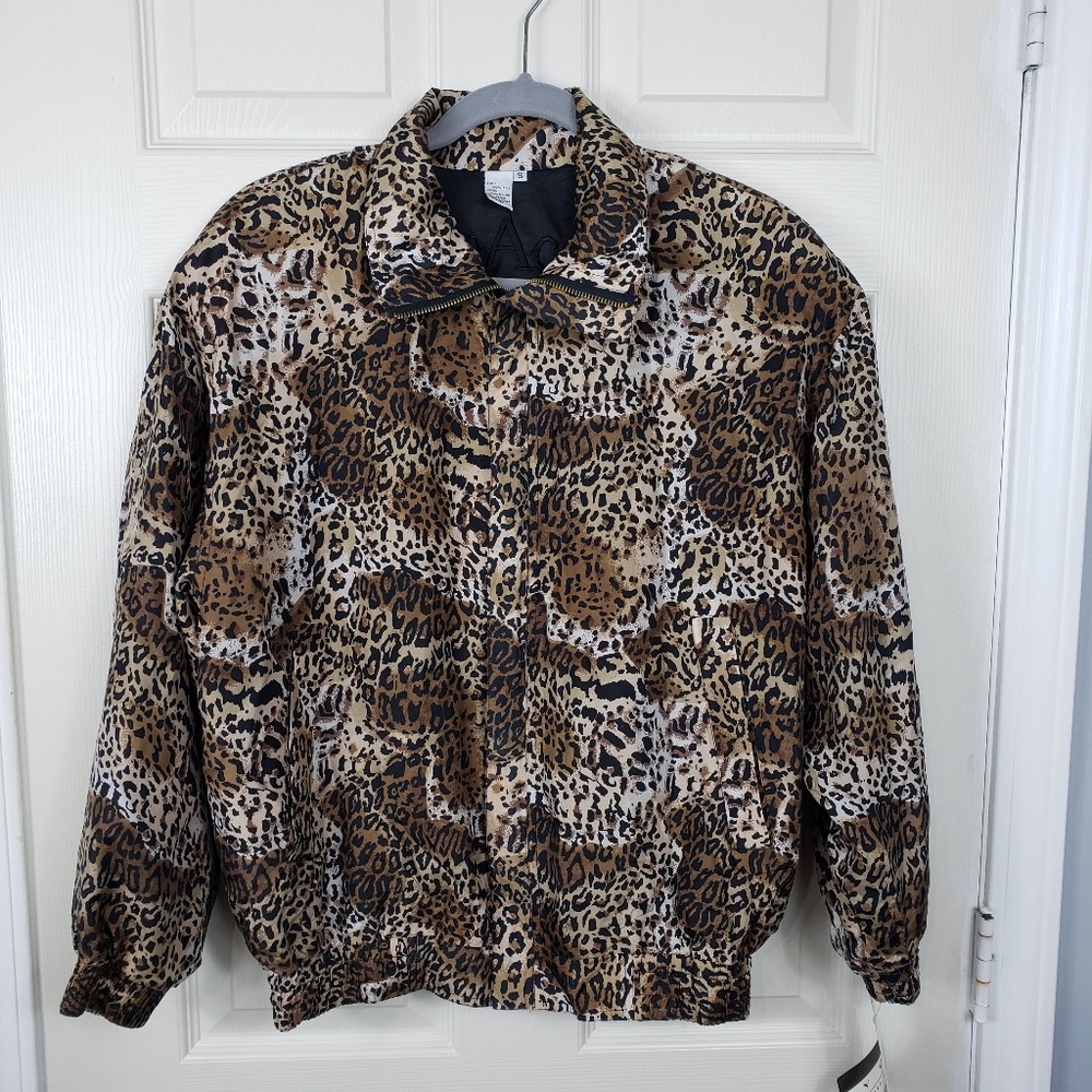 COPY - COACO 100% silk  vintage Bomber jacket Leopard